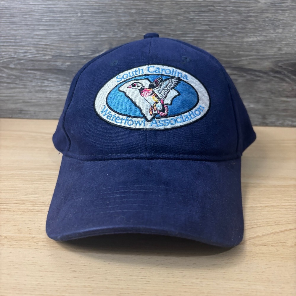 Vintage South Carolina Waterfowl Association Hat Strap Back Blue Hunting